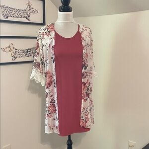 Wallflower Floral Kimono with Red and Pink Accents